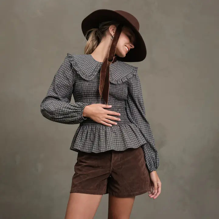 Blouse with Peter Pan Collar - Check