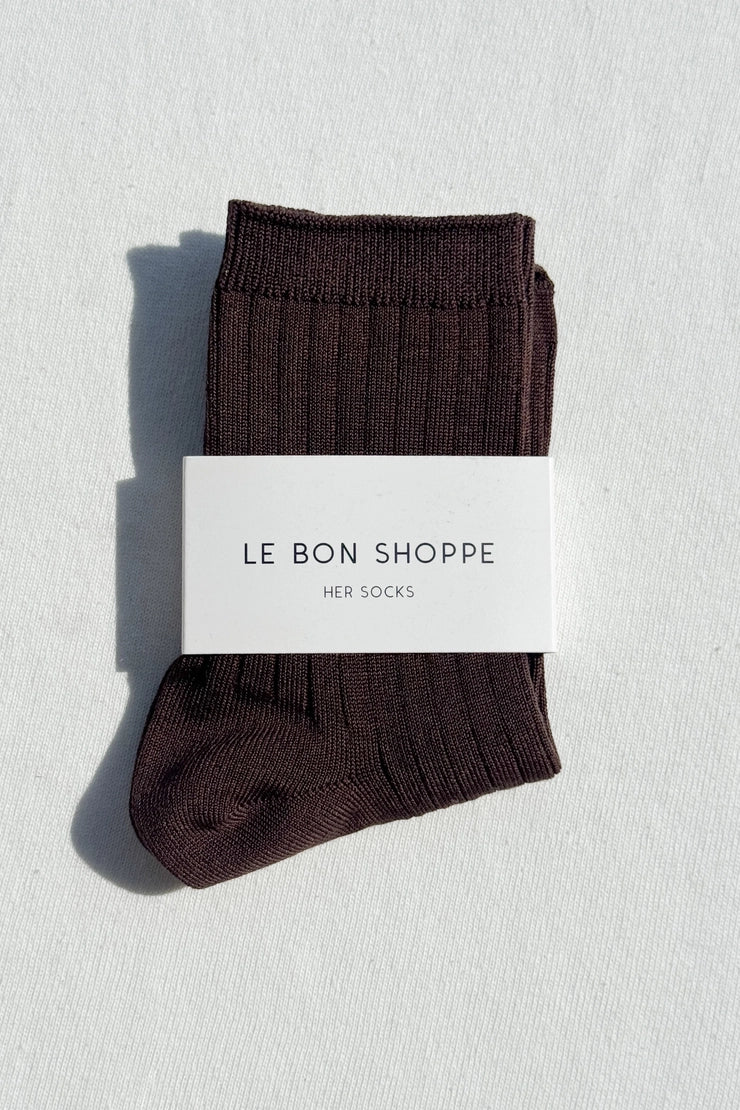 Le Bon Shoppe -Her Socks - Mercerized Combed Cotton Rib - Coffee