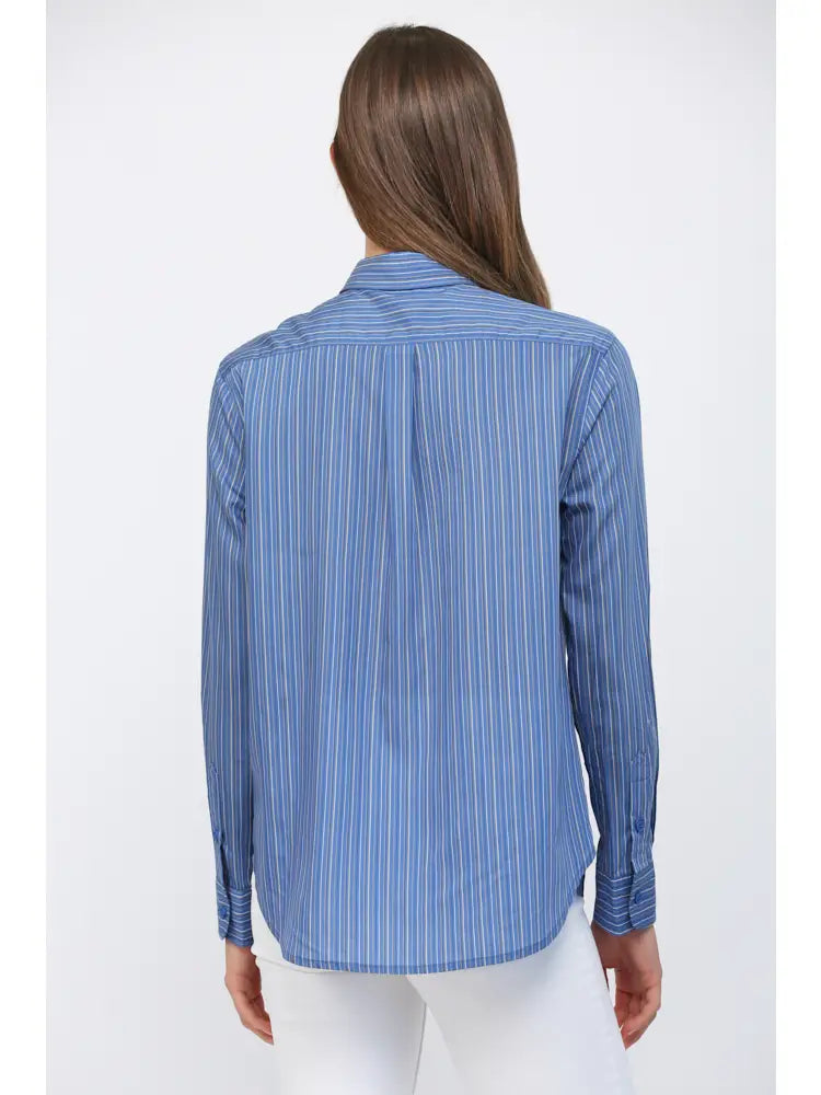 Pinstripe Long Sleeve Button Down - Blue