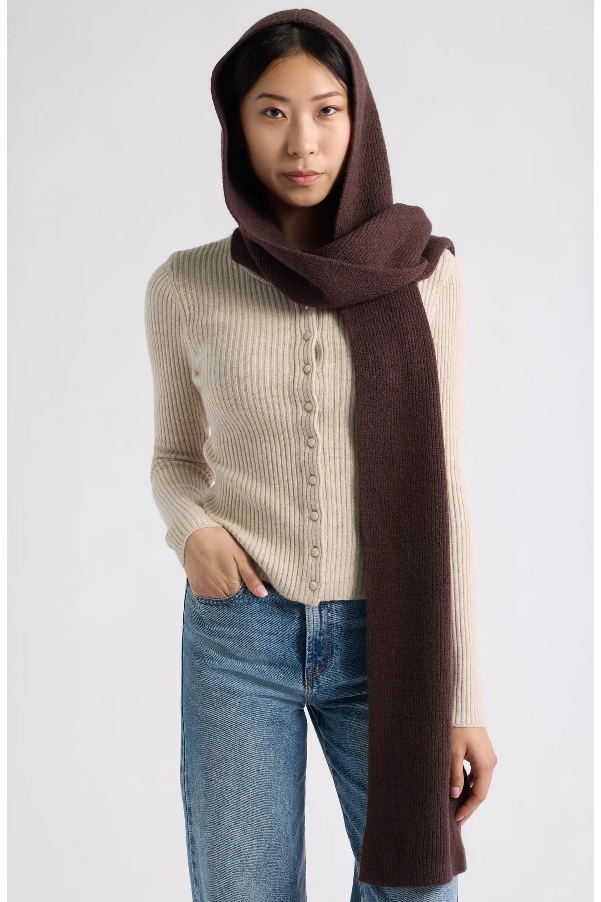Gentle Hooded Scarf - Chocolate