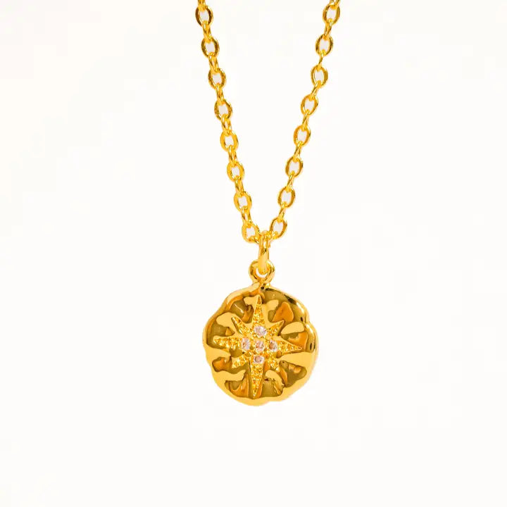 Astre 18K Gold CZ Star Necklace - Yellow Gold