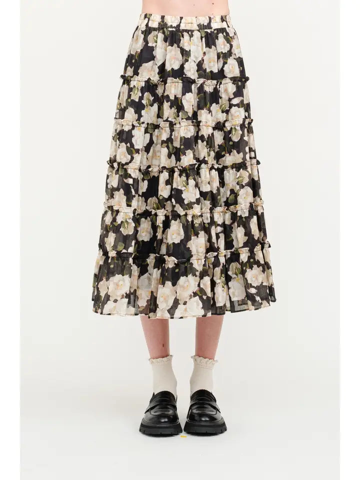 Maura Skirt - Black Floral