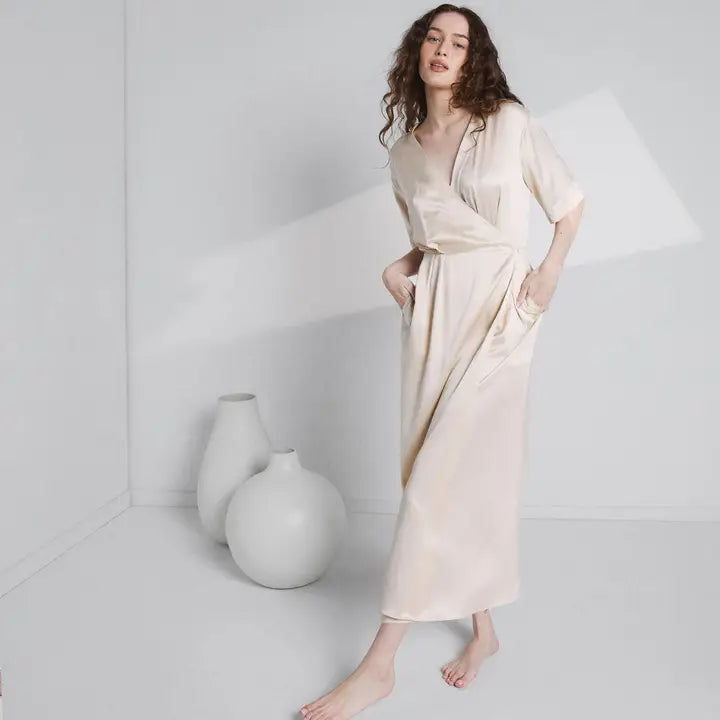 Lunya - Washable Silk Wrap Dress - Swan White
