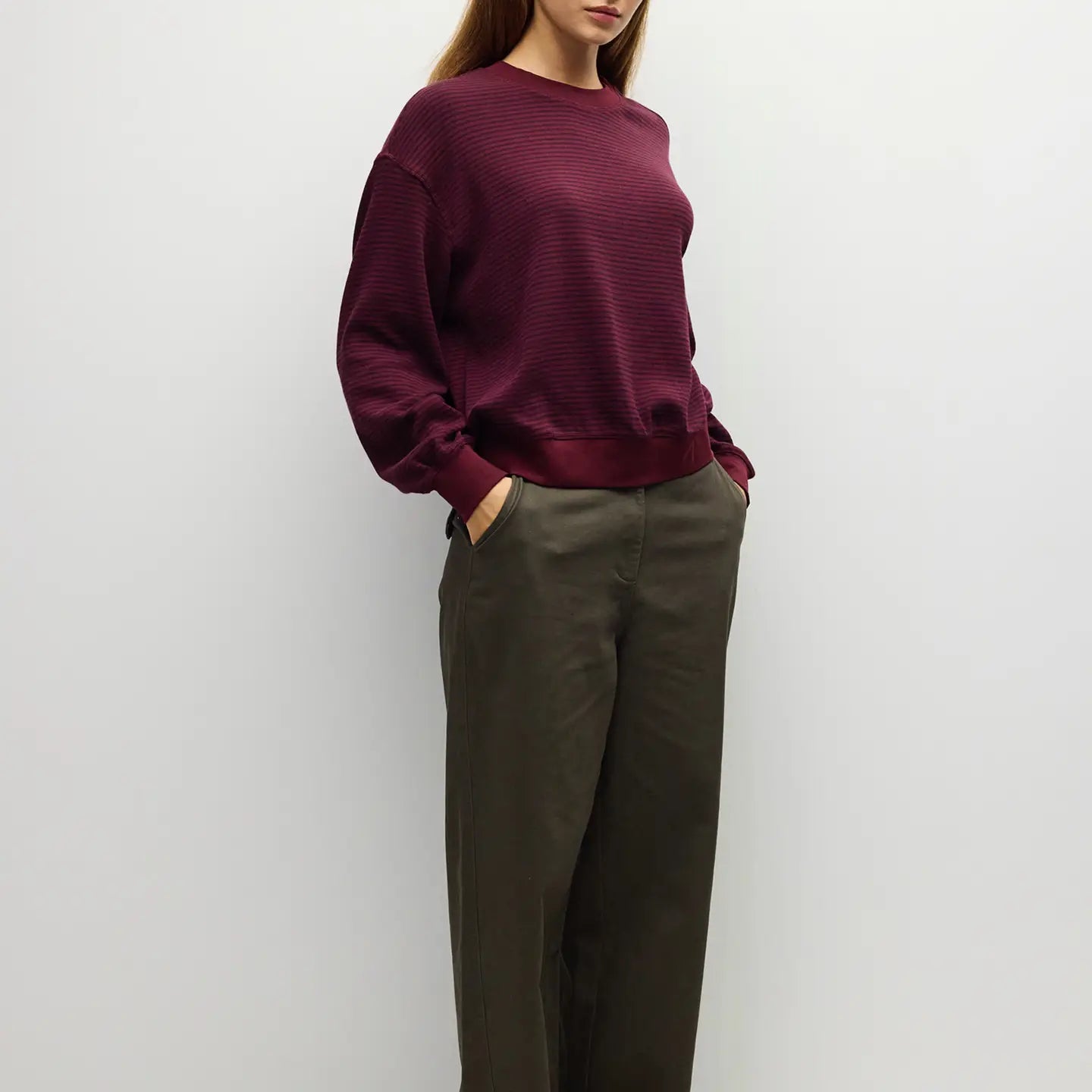 Striped Crewneck - Berry + Navy