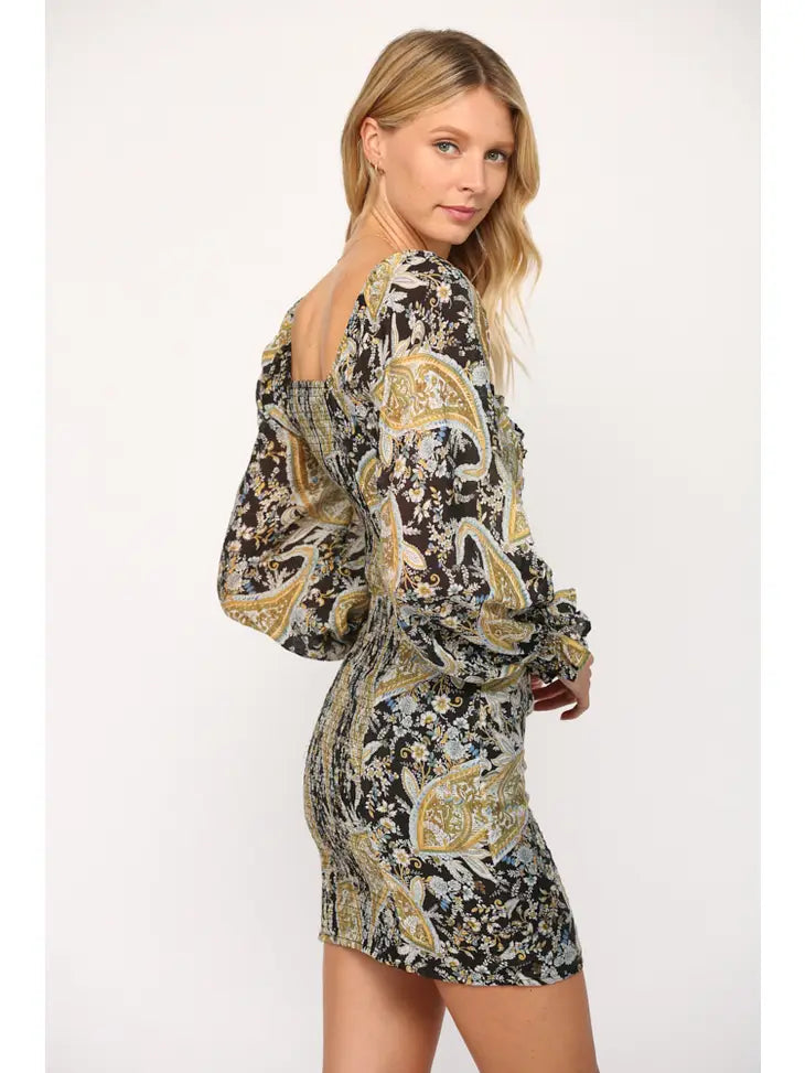 Ruched Dress - Paisley