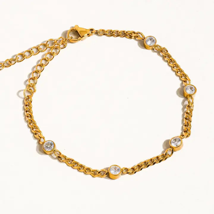 Cyrus 18K Gold Non-Tarnish CZ Chain Bracelet - Yellow Gold