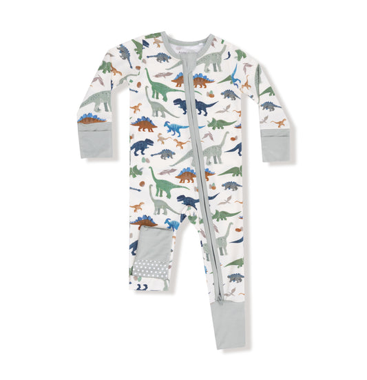 2 Way Zipper Romper - Washy Dinos