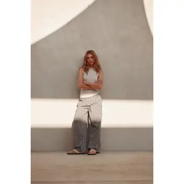 Grade + Gather - Relaxed Fit Gingham Pants - Midnight