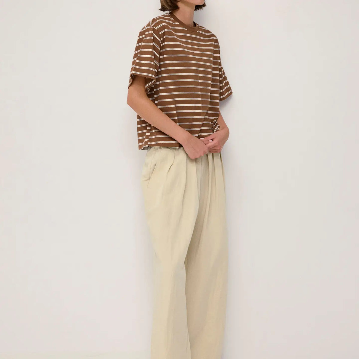 Relaxed Striped Tee - Brown + Beige