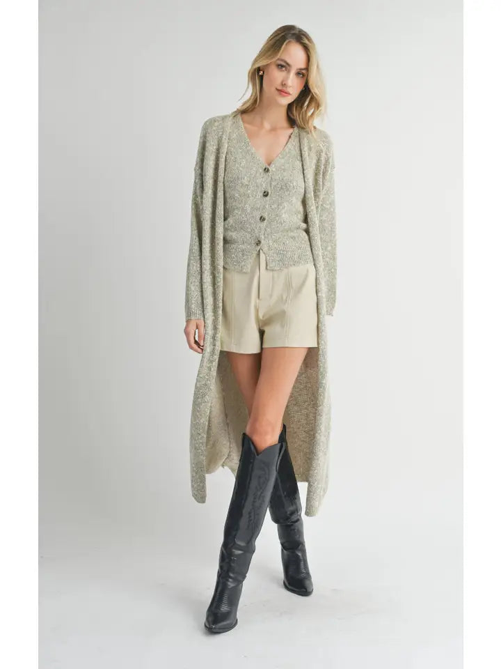 Phoenix Long Open Cardi - Taupe