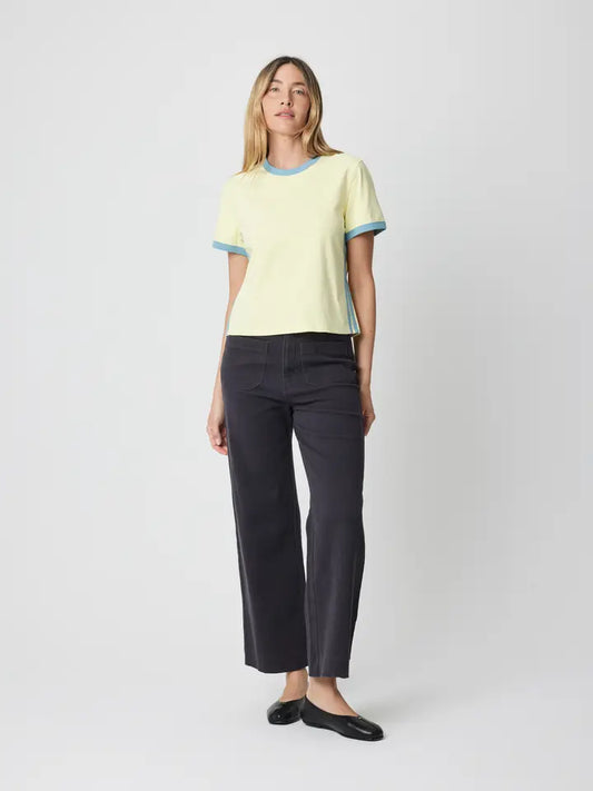 Sporty Contrast Band Tee - Yellow/Blue