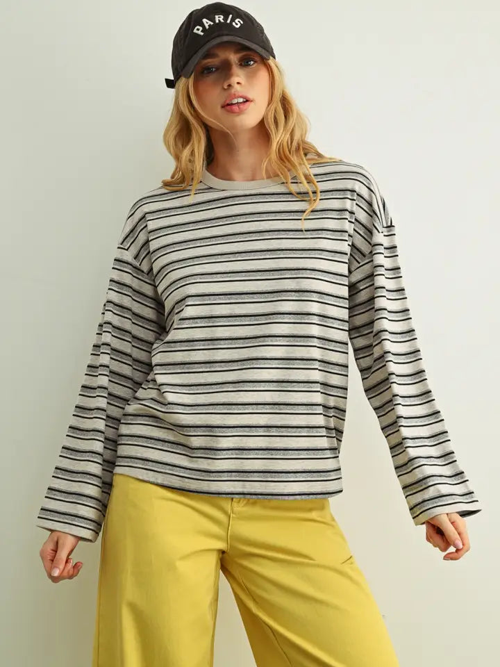 Longsleeve Stripe Tee - Denim/Black