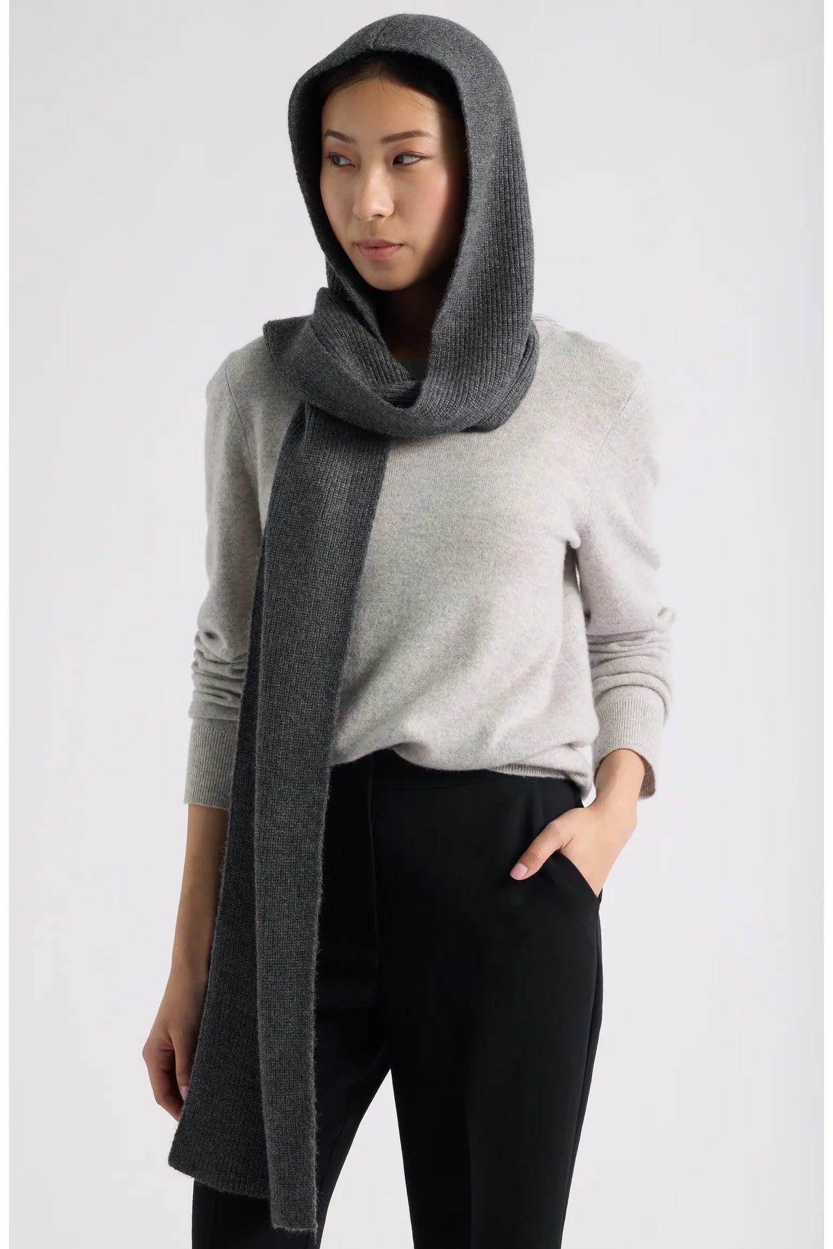 Gentle Hooded Scarf - Dark Gray