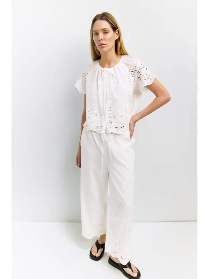Eyelet Top - White