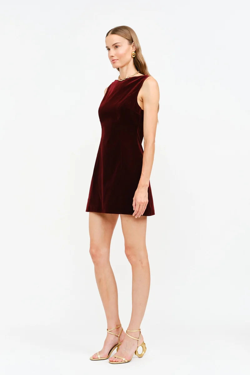 Carmine Velvet Dress - Burgundy