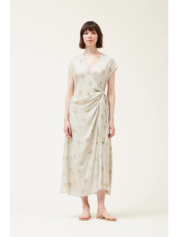 Wrap Satin Dress - Fog Floral