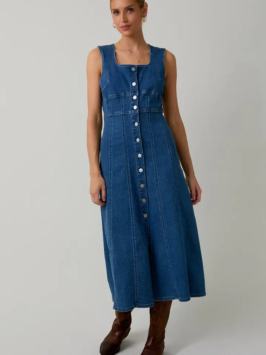 Sleeveless Midi Dress - Denim