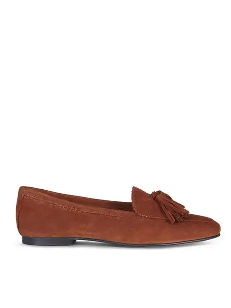 Cardiff Suede Loafer with Tassels - Chestnut