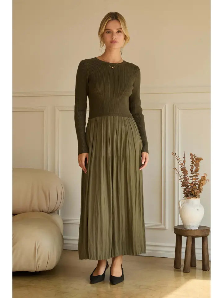 Long Sleeve Maxi Dress - Dark Olive