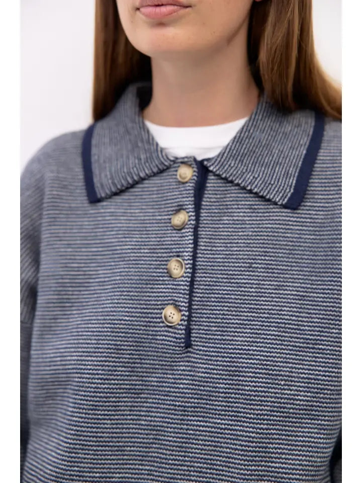 The Myers Sweater - Navy & Heather Grey