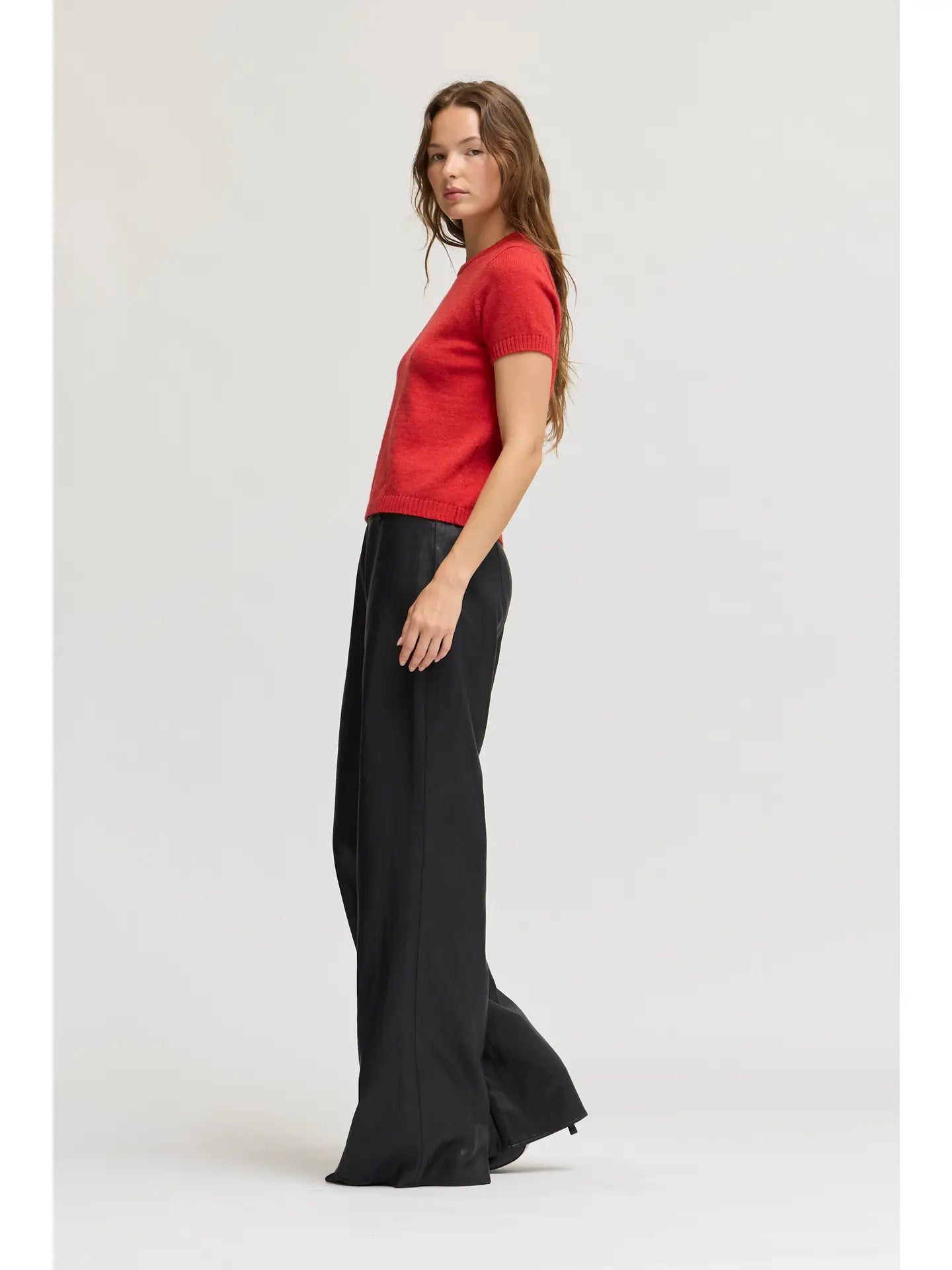 Grade + Gather - Short Sleeve Knit Top - Red
