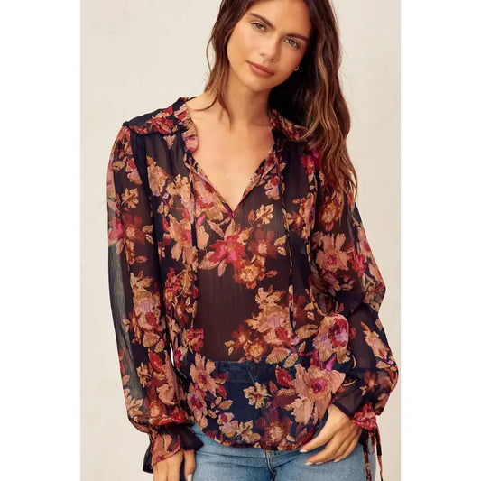 Nightfall Blouse - Deep Night Floral