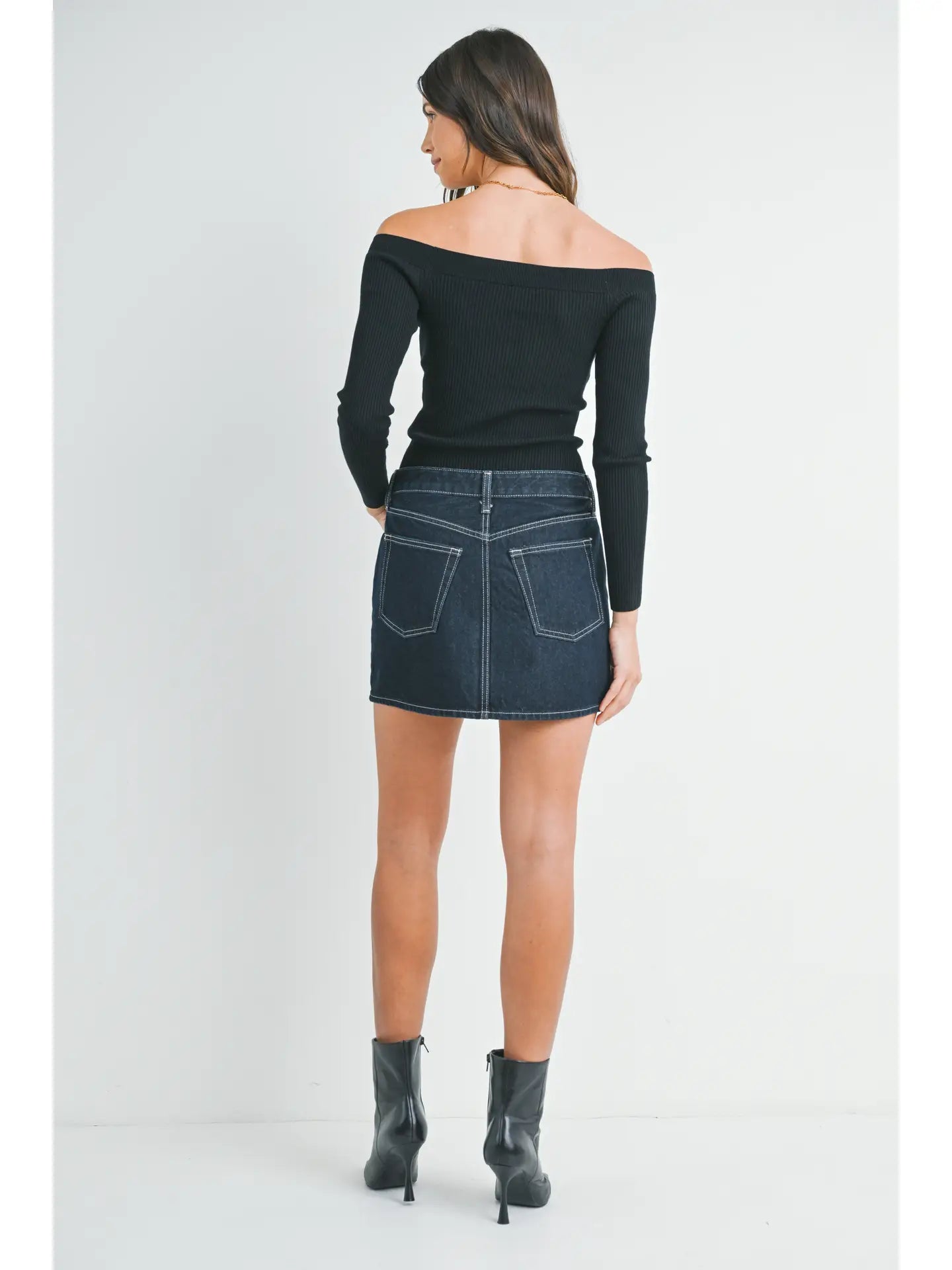 Micro Clean Hem Skirt - Dark Denim