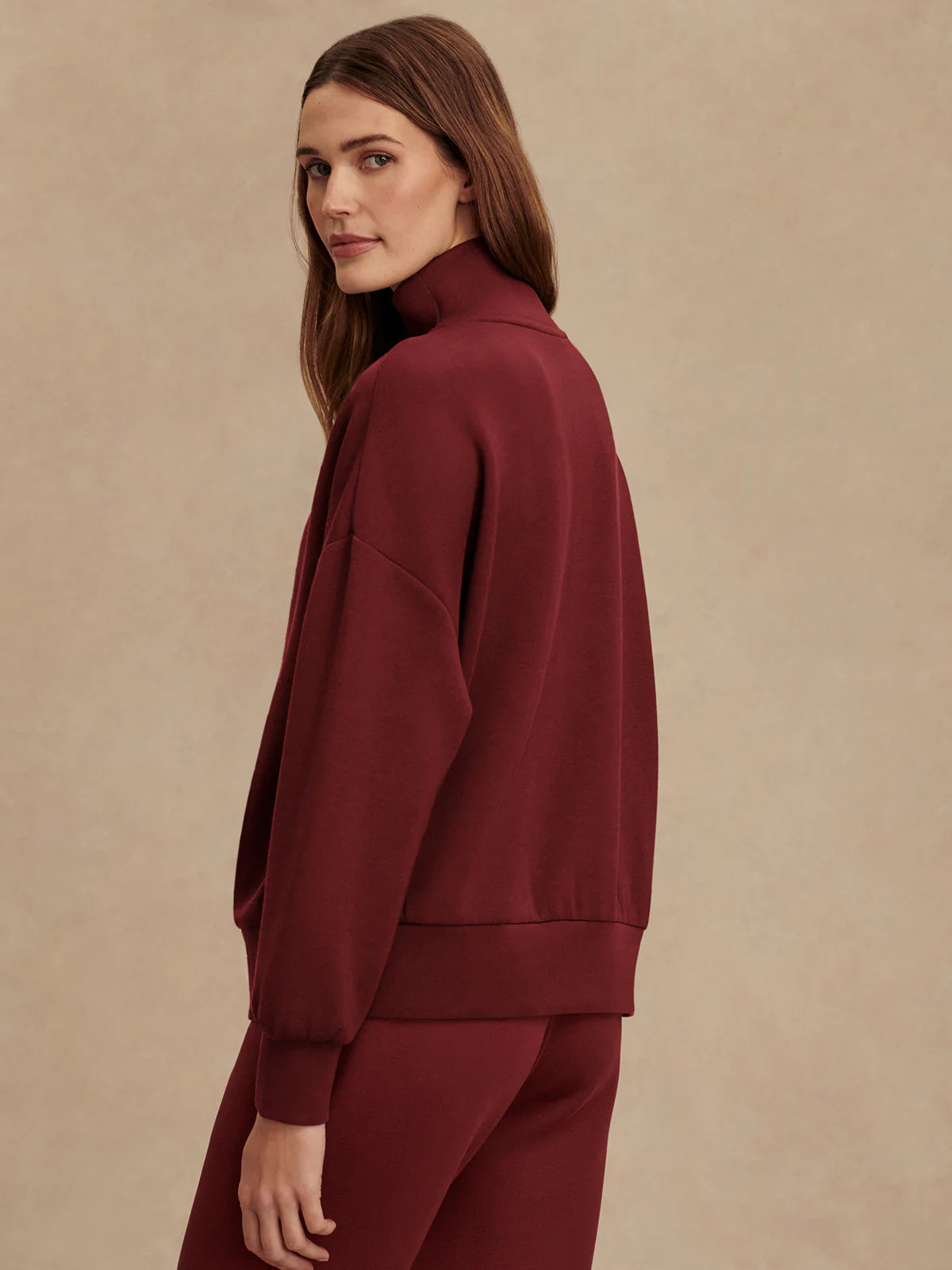 Varley - Hawley Half Zip Sweat - New Maroon