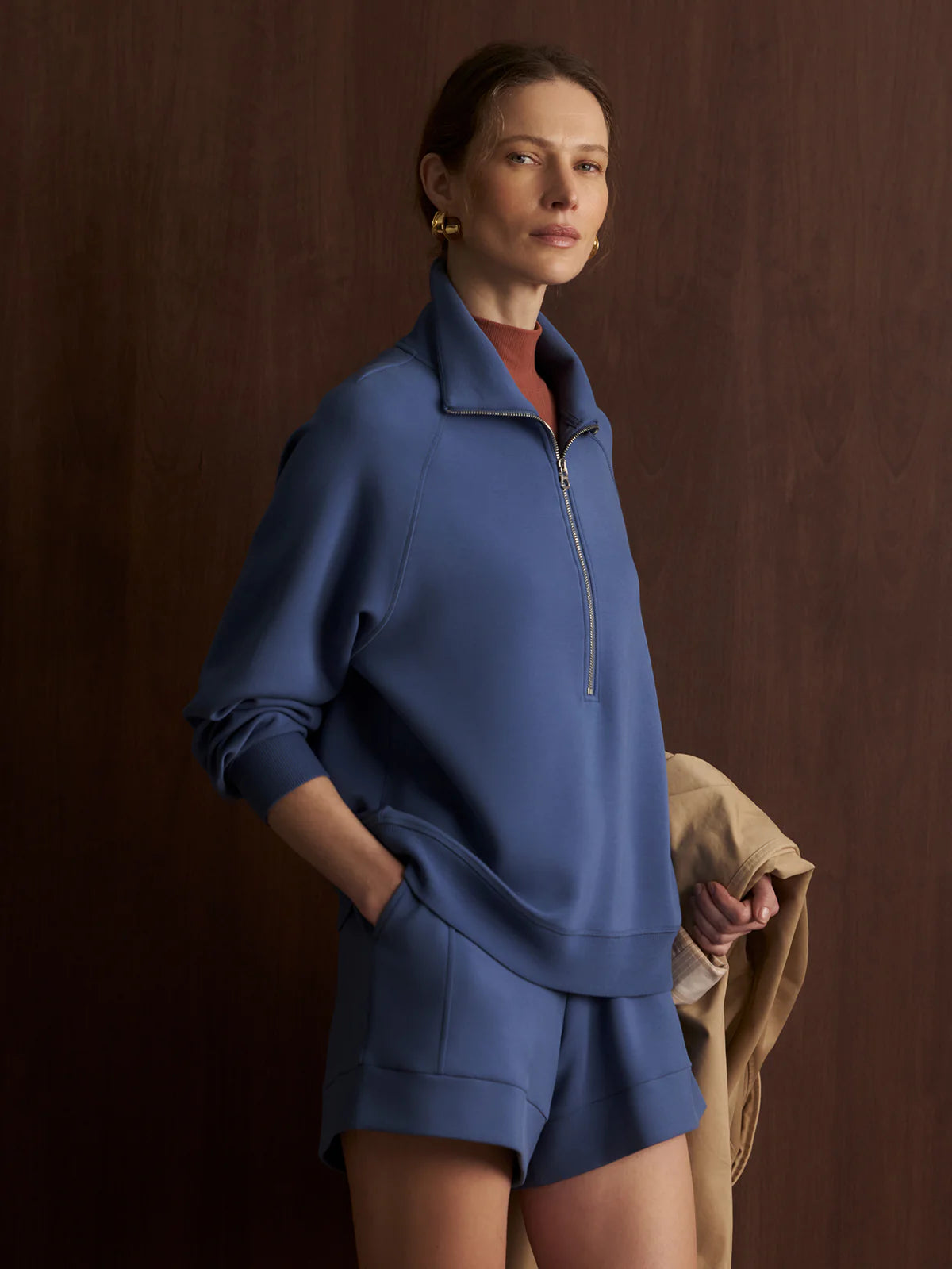 Varley - Selene Half Zip Sweat - Bijou Blue