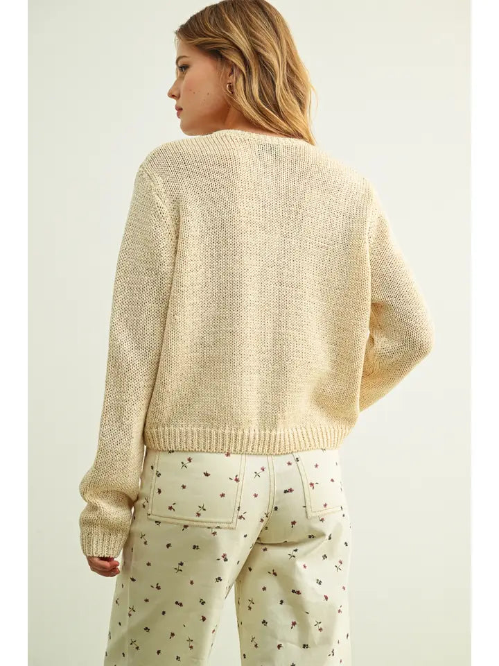 Button Front Knitted Cardigan - Beige