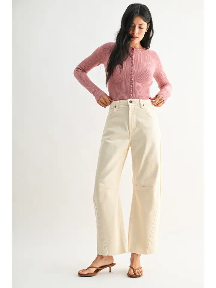 Barrel Jean with Seams - Almond