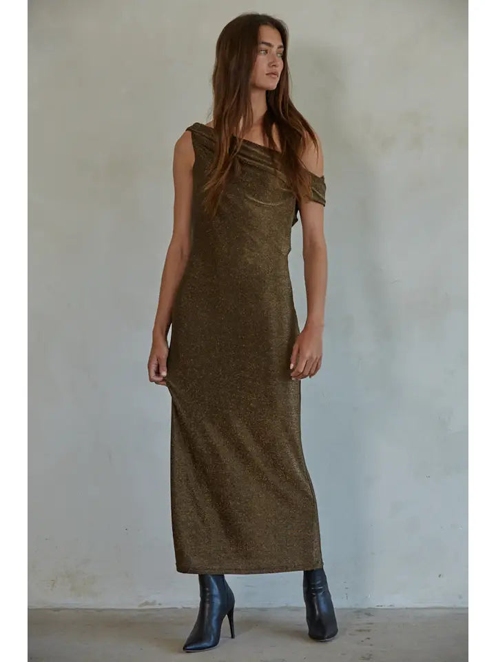 Knit Nylon Polyester Dress - Gold Metallic