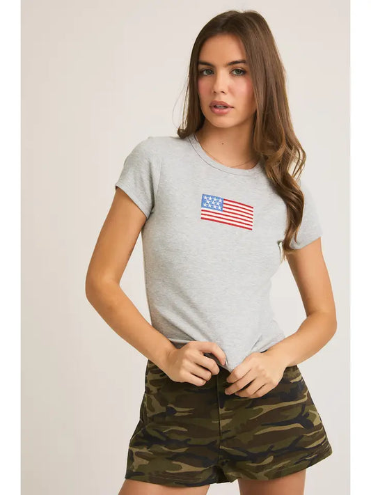 Short Sleeve USA Tee - Heather Grey