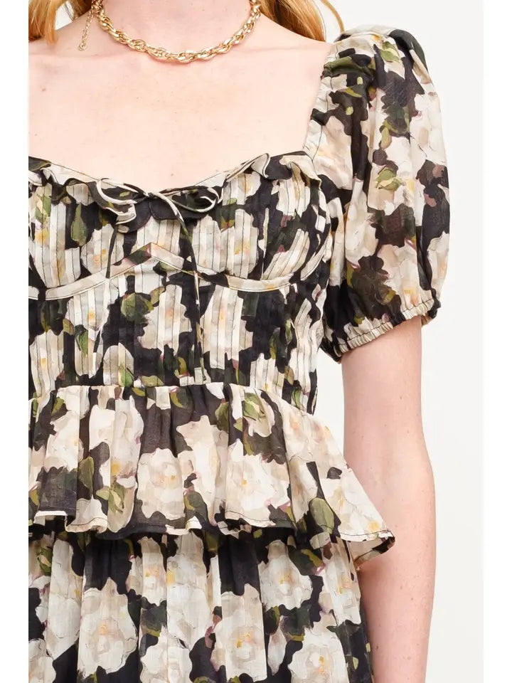 Clemence Blouse - Black Floral