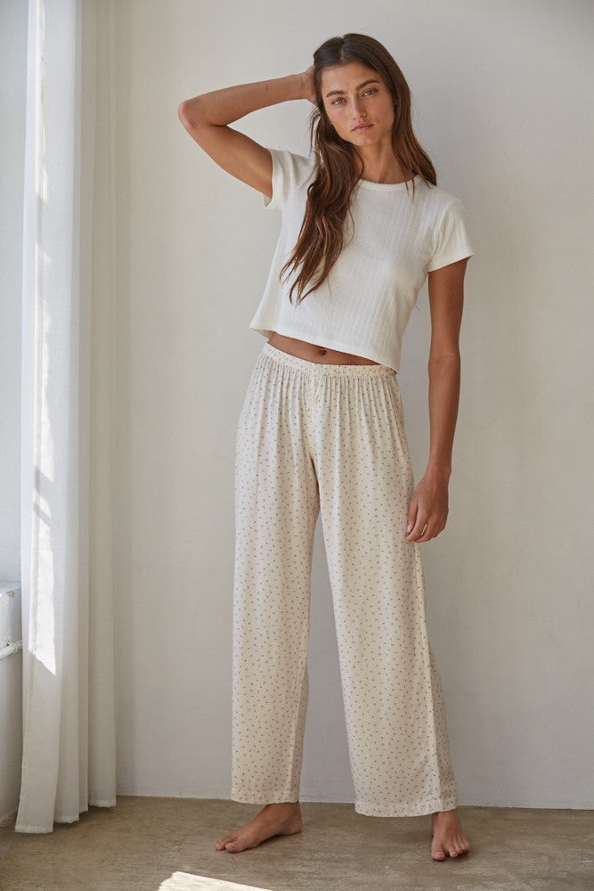 Knit Pointelle Ribbed Top - Off White