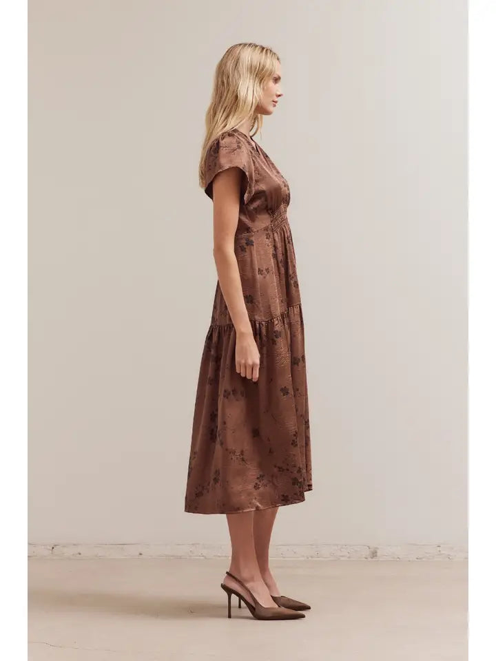 Grade + Gather - Ruffle Midi Dress - Chocolate