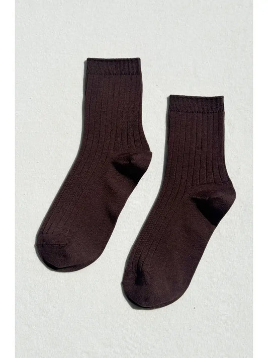 Le Bon Shoppe -Her Socks - Mercerized Combed Cotton Rib - Coffee