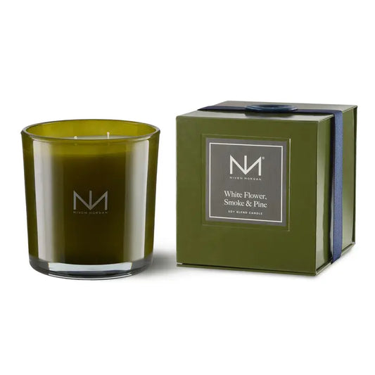 Double Wick Candle - White Flower, Smoke & Pine