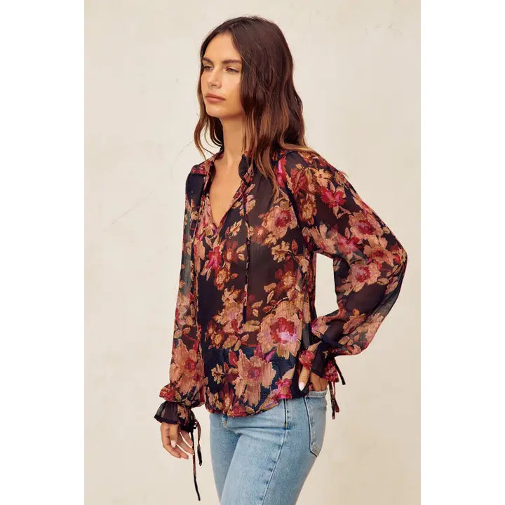 Nightfall Blouse - Deep Night Floral