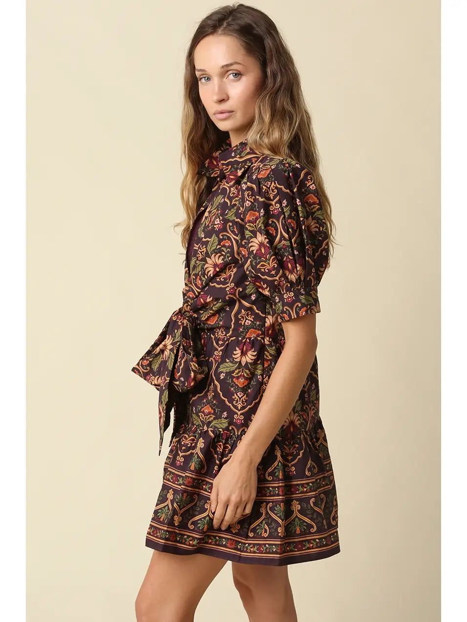 Wrap Mini Dress - Chocolate Floral