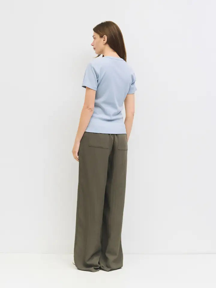 Ribbed Short Sleeve T-Shirt - Blue