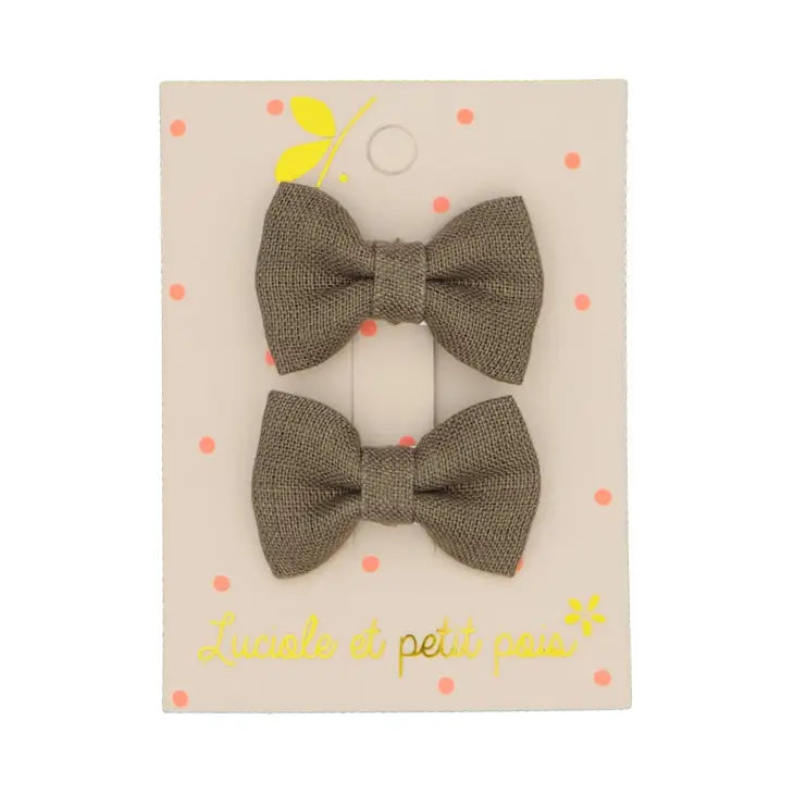 Luciole et Petit Pois - Mini Butterfly Clips - Khaki Linen