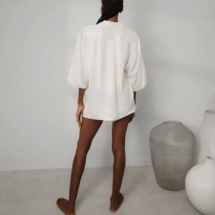 Lunya - Washable Silk Relaxed Button Up - Tranquil White