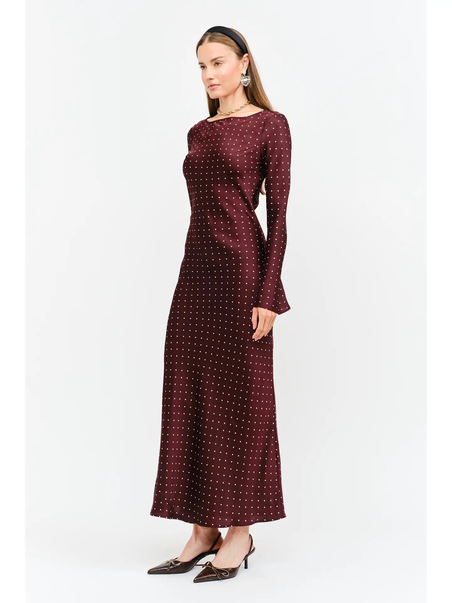 Georgie Dot Dress - Burgundy