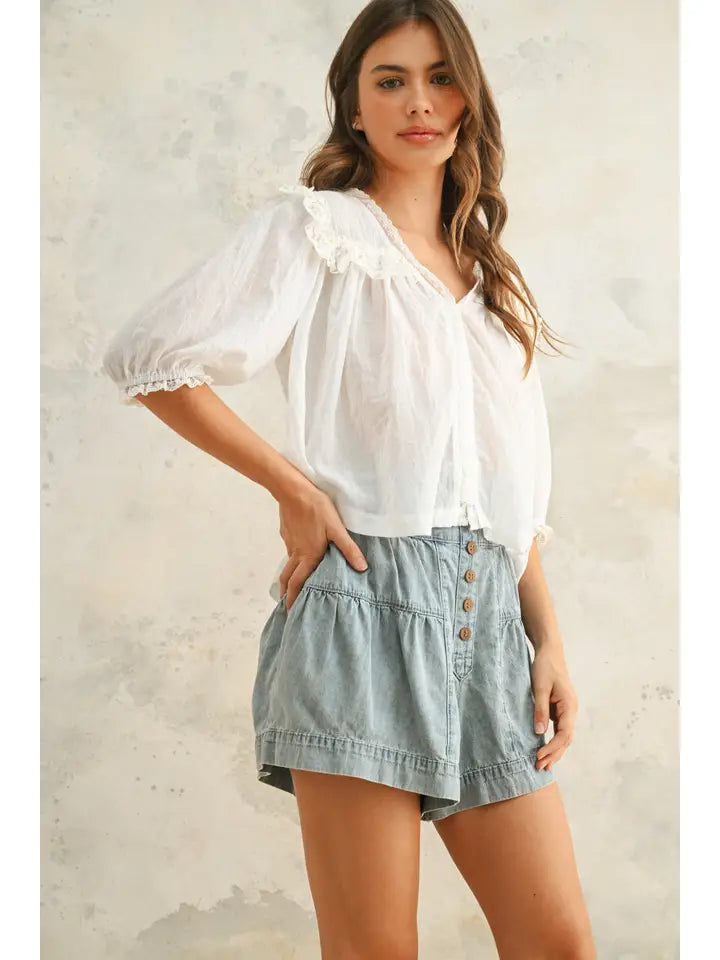 Lace Detailed Blouse - Off White