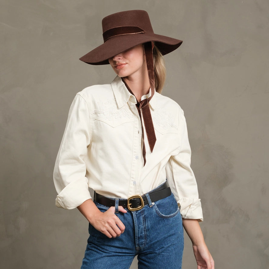 Embroidered Western Shirt - Cream