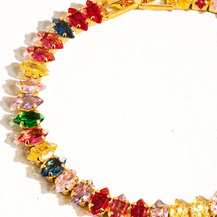 Starlight 18K Gold Multicolor Bold CZ Chain Bracelet - Multi-Colored