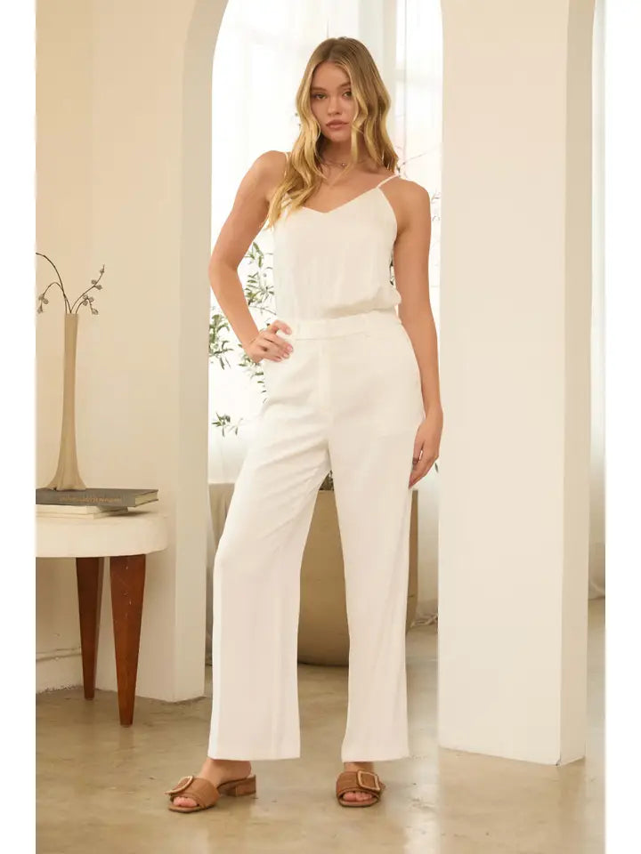 Recycled High Waisted Trousers - White