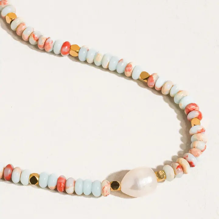 Swank Non-Tarnish Boho Beaded Pearl Necklace