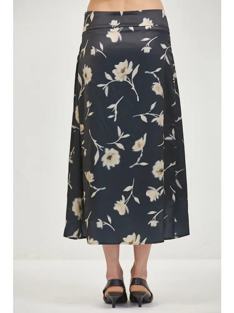 Woven Midi Skirt - Black